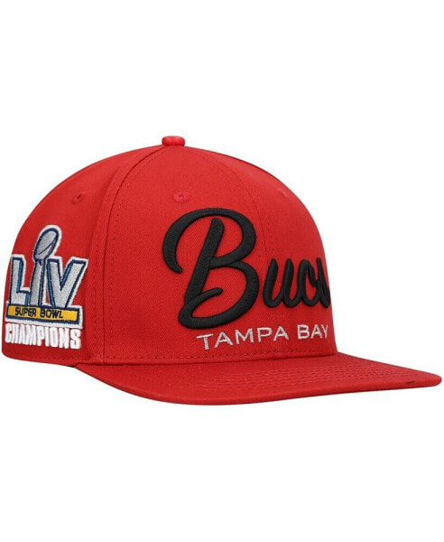 Men's Red Tampa Bay Buccaneers LV Super Bowl Champions Script Wordmark Snapback Hat