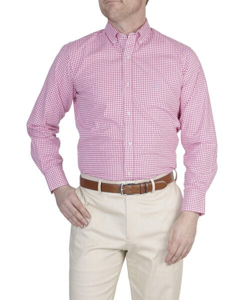 Mini Gingham Cotton Stretch Long Sleeve Shirt