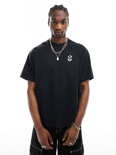 Converse star chevron flower t-shirt in black