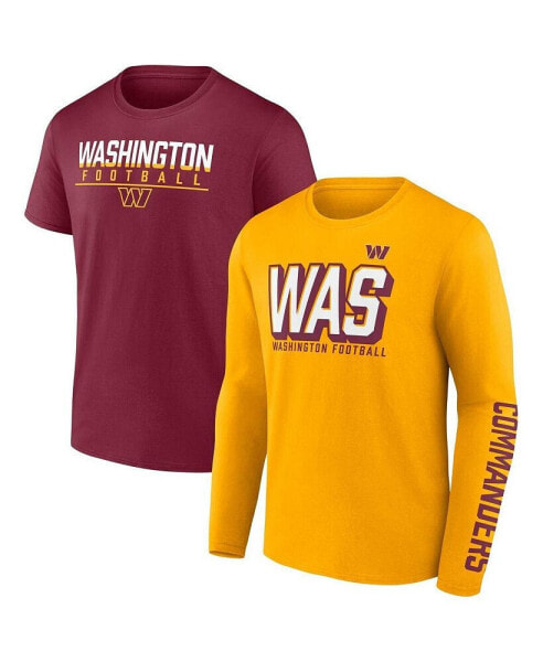 Men's Gold, Burgundy Washington Commanders Two-Pack T-shirt Combo Set