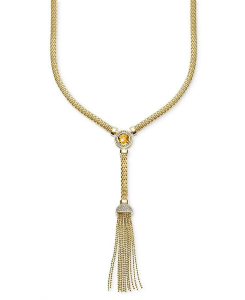 Citrine (1-3/4 ct. t.w.) & White Topaz (7/8 ct. t.w.) Tassel 18" Lariat Necklace in 14k Gold-Plated Sterling Silver (Also in Swiss Blue Topaz)