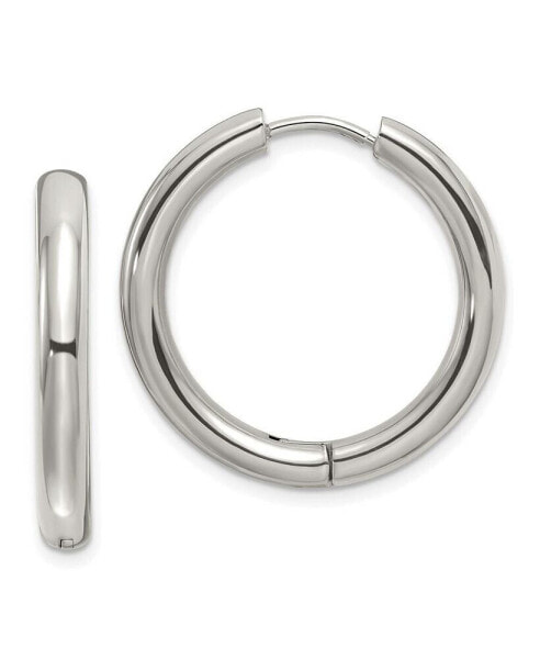 Stainless Steel Polished Hinged Hoop Earrings