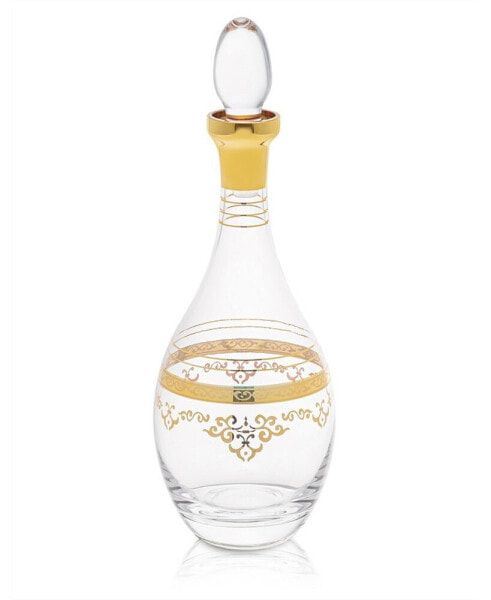 Glass Wine Bottle with Rich Gold-Tone Design