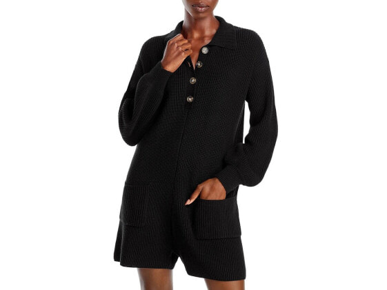 Aqua 289321 Women's Knit Romper Black Size Large