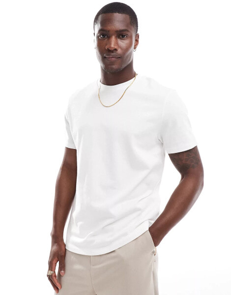 ASOS DESIGN essential heavyweight crew neck t-shirt 240gsm in white