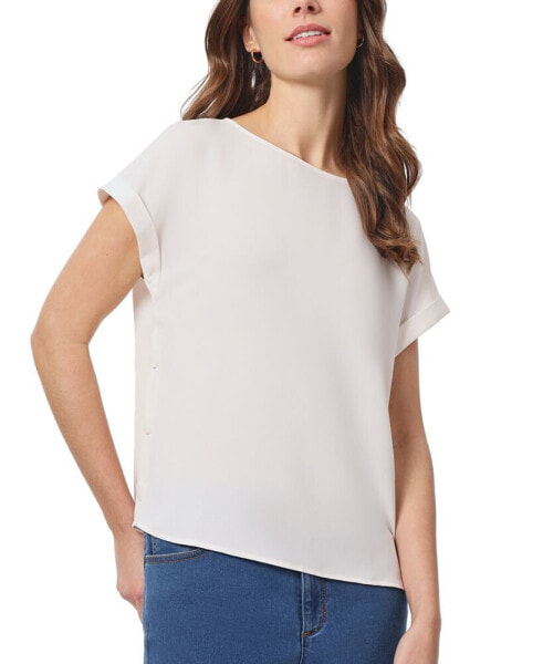 Women's Short-Sleeve Button-Detail Top, Regular & Petite