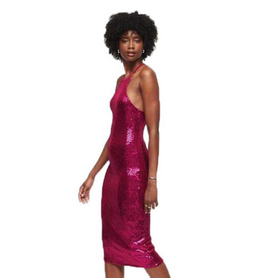 SUPERDRY Sequin T Back Sleeveless Midi Dress