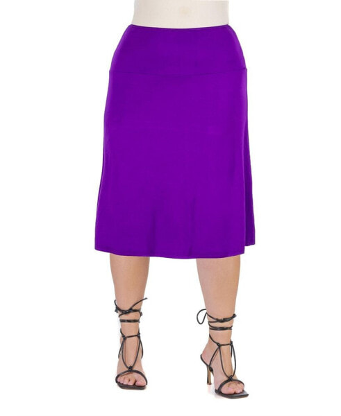 Plus Size A Line Elastic Waist Skirt