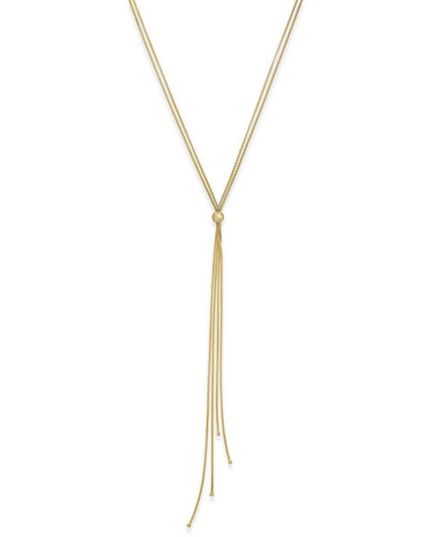 Italian Gold tassel Lariat Long Necklace in 14k Gold-Plated Sterling Silver