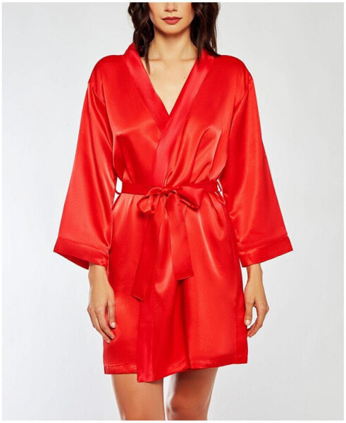 Women's Marina Lux 3/4 Sleeve Satin Lingerie Robe