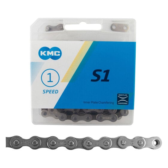 KMC S1 Chain - Single Speed 1/2" x 1/8", 112 Links, Silver/Black