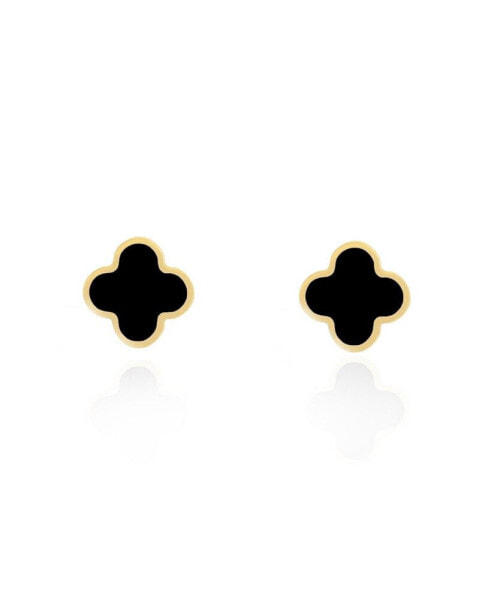 Small Onyx Clover Stud Earrings