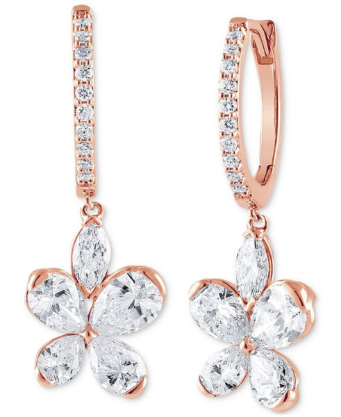 Серьги Badgley Mischka Diamond Flower Dangle Hoop