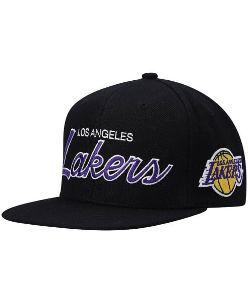 Бейсболка с пряжкой Mitchell&Ness Мужская черная Los Angeles Lakers Hardwood Classics Script 2.0Snapback Hat