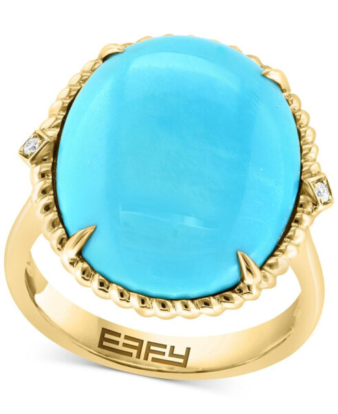 EFFY® Turquoise & Diamond Accent Rope Frame Statement Ring in 14k Gold