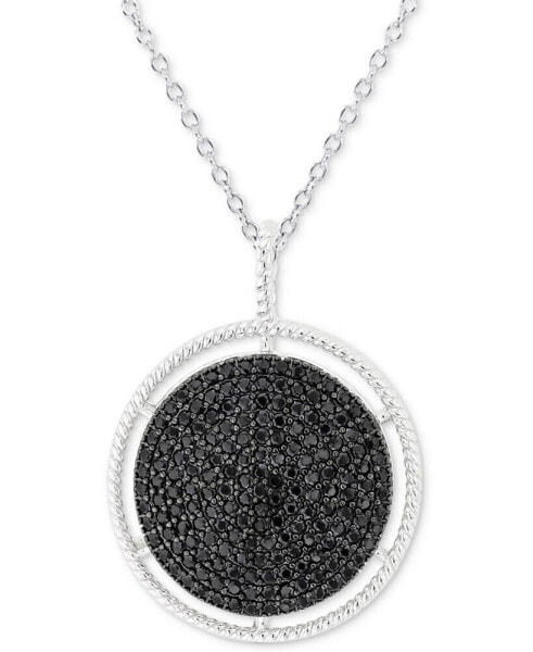 Macy's black Spinel Circle Cluster 18" Pendant Necklace in Sterling Silver