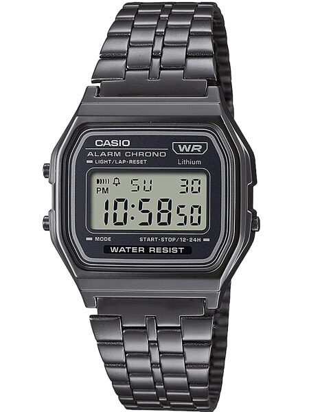 Мужские наручные электронные часы с черным браслетом Casio A158WETB-1AEF Vintage 33mm