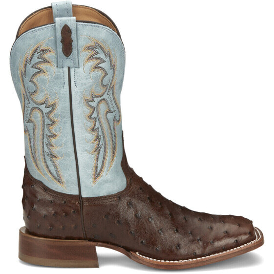 Tony Lama Castillo Square Toe Cowboy Mens Blue Casual Boots EP6093