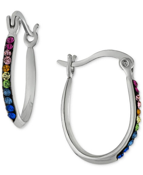 Rainbow Crystal Oval Hoop Earrings in Sterling Silver, Created for Macy's