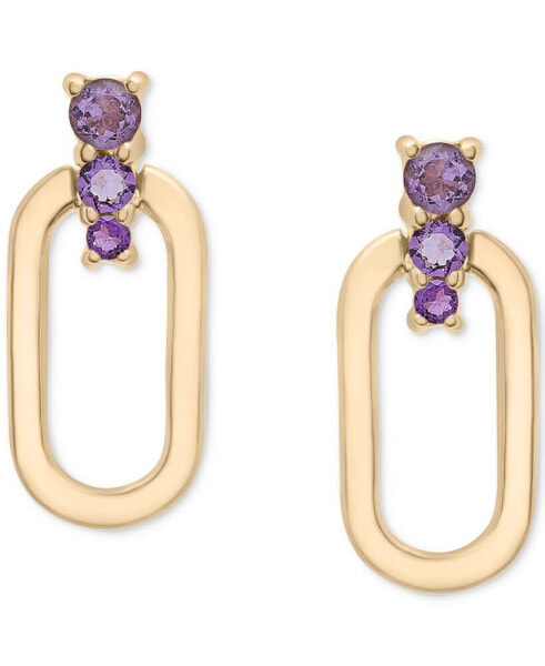 Amethyst Graduated Oval Drop Earrings (1/4 ct. t.w.) in 14k Gold-Plated Sterling Silver