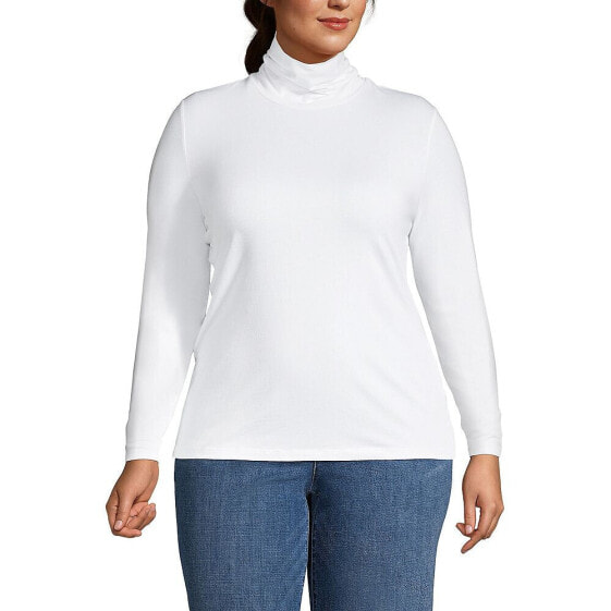 Plus Size Lightweight Jersey Skimming Long Sleeve Turtleneck