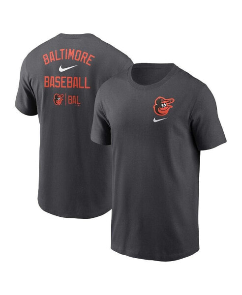 Men's Charcoal Baltimore Orioles Logo Sketch Bar T-shirt