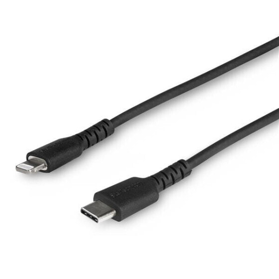StarTech.com 3 foot (1m) Durable Black USB-C to Lightning Cable - Heavy Duty Rugged Aramid Fiber USB Type C to Lightning Charger/Sync Power Cord - Apple MFi Certified iPad/iPhone 12 - Black - USB C - Lightning - 1 m - Male - Male