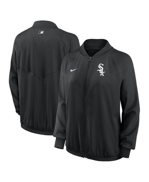Свитшот Nike женский черно-белый Chicago White Sox коллекция Authentic Team Raglan Performance Full-Zip
