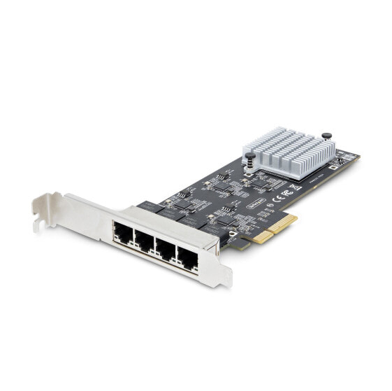 StarTech.com 4-Port 2.5Gbps NBASE-T PCIe Network Card - Intel I225-V - Quad-Port Computer Network Card - Multi-Gigabit NIC - PCI Express Server LAN Card - Desktop Ethernet Interface - Internal - Wired - PCI Express - Ethernet - 2500 Mbit/s - Black