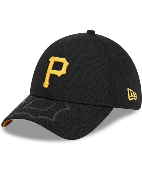 Men's Black Pittsburgh Pirates Top Visor 39THIRTY Flex Hat