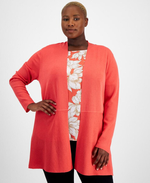 Plus Size Monterey Open-Front Cardigan