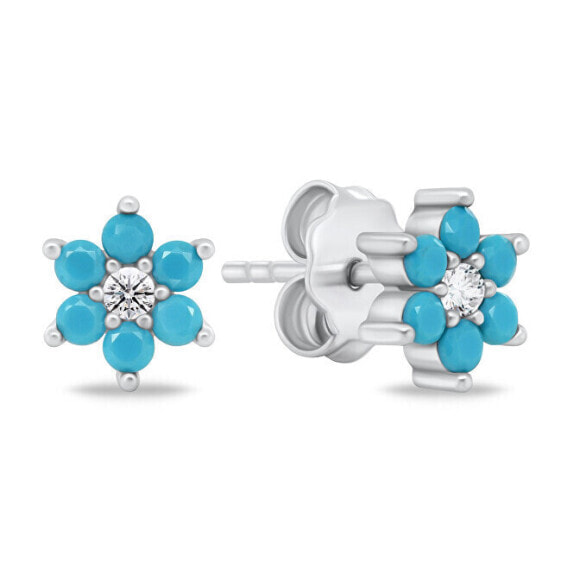 Charming silver earrings with turquoise zircons EA846WTQ
