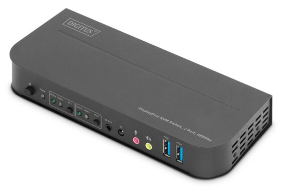 DIGITUS KVM Switch, 2-Port, 4K60Hz, 2 x DP in, 1 x DP/HDMI out