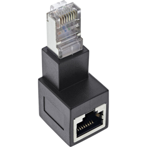 InLine patch cord adapter Cat.6A - RJ45 male / female - angled 90° downwards