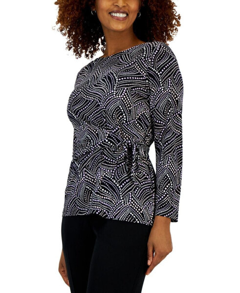 Women's Dot-Print Tie-Side Top