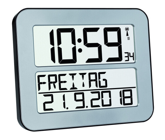 TFA 60.4512.54 - Digital alarm clock - Rectangle - Silver - Plastic - Battery - AA