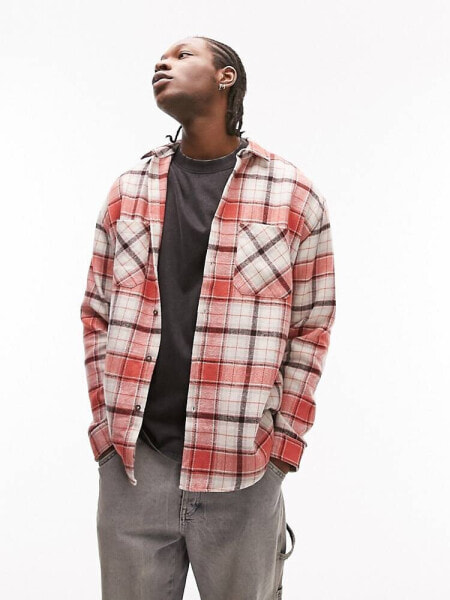 Topman 90's oversized flannel check shirt in multi