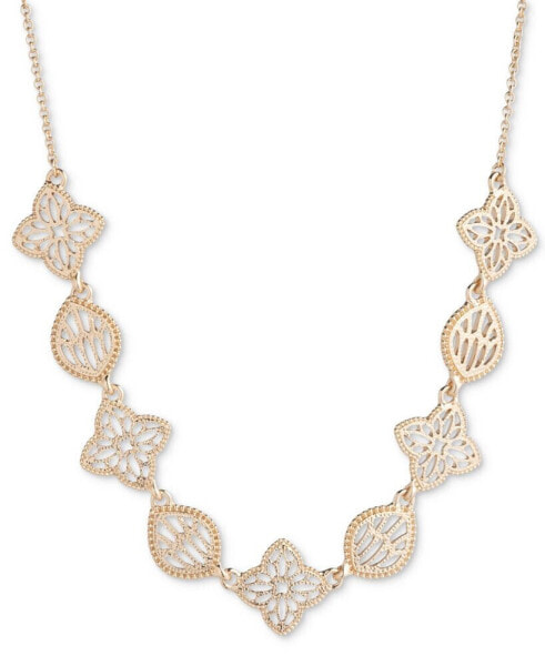Gold-Tone Filigree Frontal Necklace, 16" + 3" extender