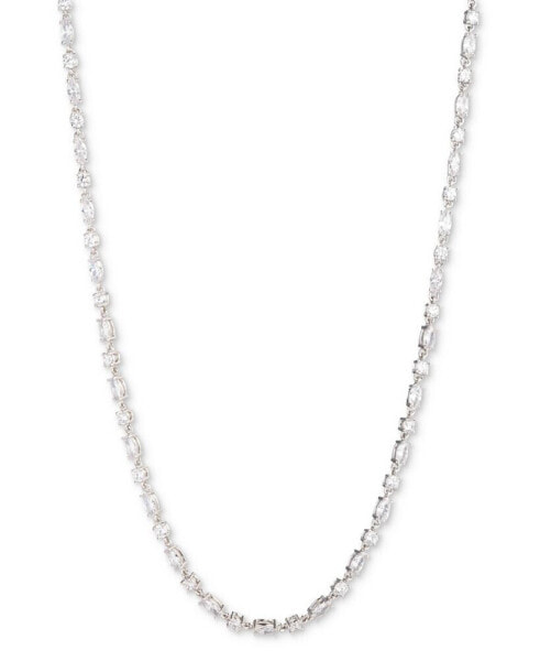 Silver-Tone Round & Marquise-Cut Cubic Zirconia Tennis Necklace, 16" + 3" extender