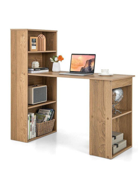 Computer Desk Writing Workstation Office with 6-Tier Storage Shelves