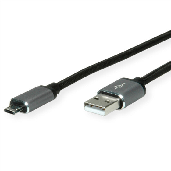 Кабель USB 2.0 ROLINE 11.02.8771 - 1.8 м - USB A - Micro-USB B - 480 Mbit/s - черно-серый