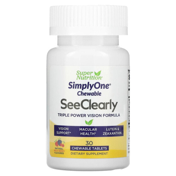 Витамины Super Nutrition SimplyOne See Clearly, Triple Power Vision Formula, в жевательных таблетках, со вкусом дикой ягоды, 30 шт.