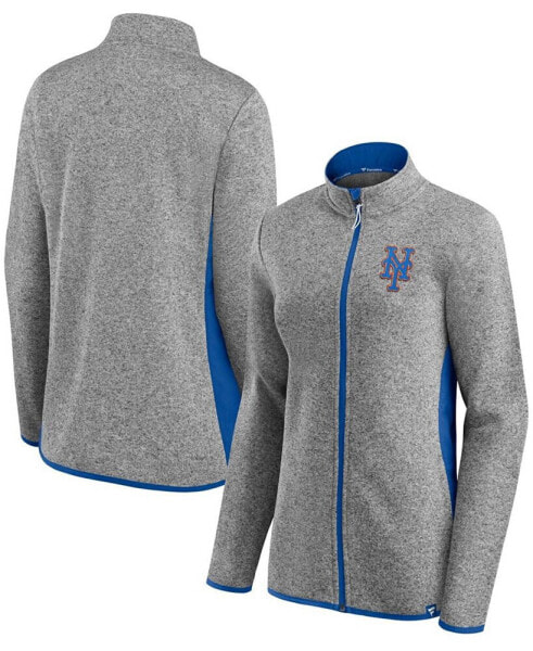 Свитшот Fanatics женский Heather Charcoal с логотипом New York Mets Full-Zip Fleece Jacket