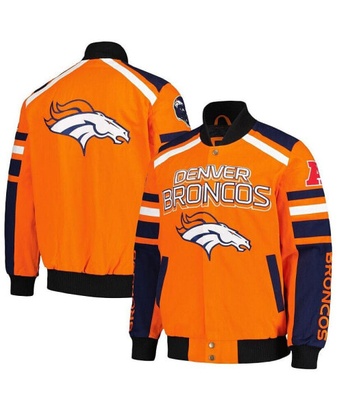 Men's Orange Denver Broncos Power Forward Racing Full-Snap Jacket