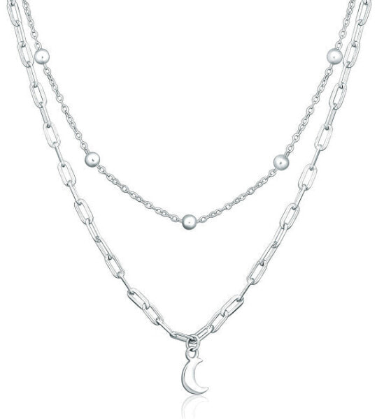 Stylish double silver necklace Moon SVLN0413X610050