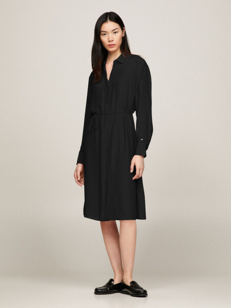 Belted Crepe Shirtdress