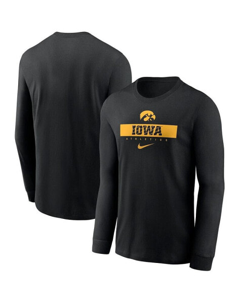 Men's Black Iowa Hawkeyes 2024 Sideline Legend Performance Long Sleeve T-Shirt