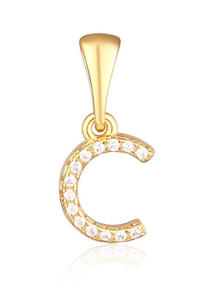 Gold-plated pendant with zircons letter "C" SVLP0948XH2BIGC