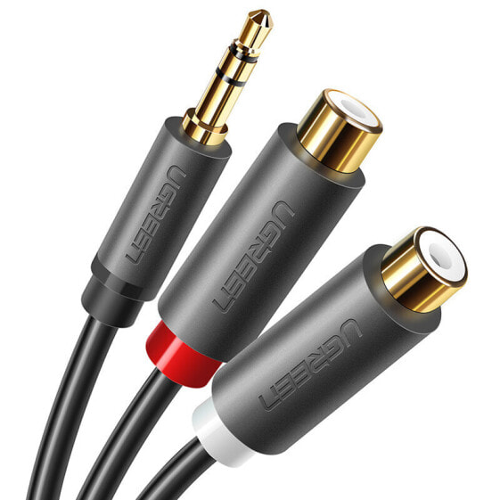 Kabel przewód przejściówka audio jack 3.5mm męski - 2x RCA żeński 0.25m szary