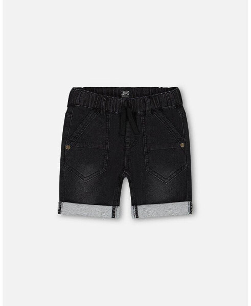 Baby Boy Black Stretch Denim Short - Infant